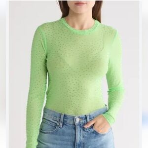 AFRM Los Angeles Rhinestone Mesh Top